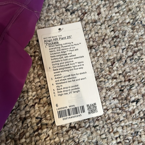 Lululemon align high rise 25” with pocket NWT - Picture 2 of 3
